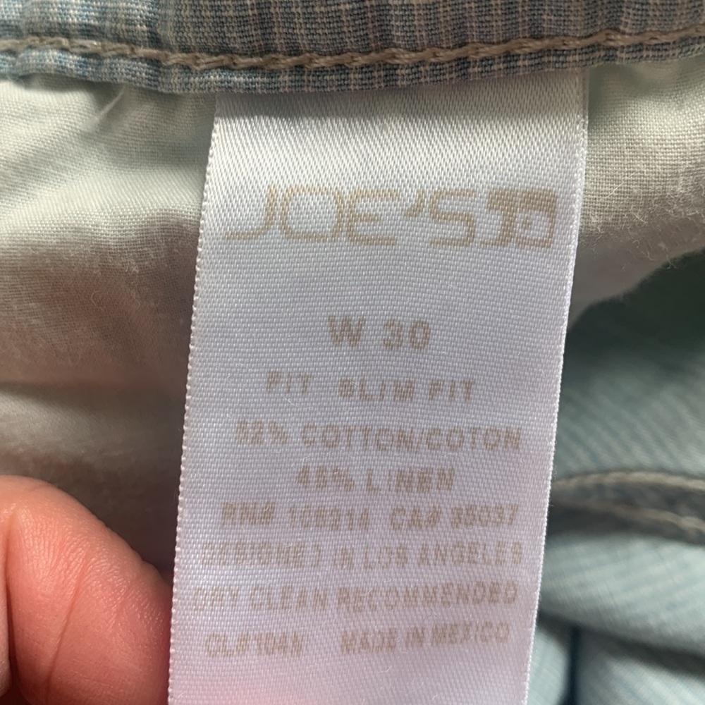 Joe’s Jeans Weekender Slim Fit Linen Sky Blue Pants Sz 30 NWT - Picture 13 of 15